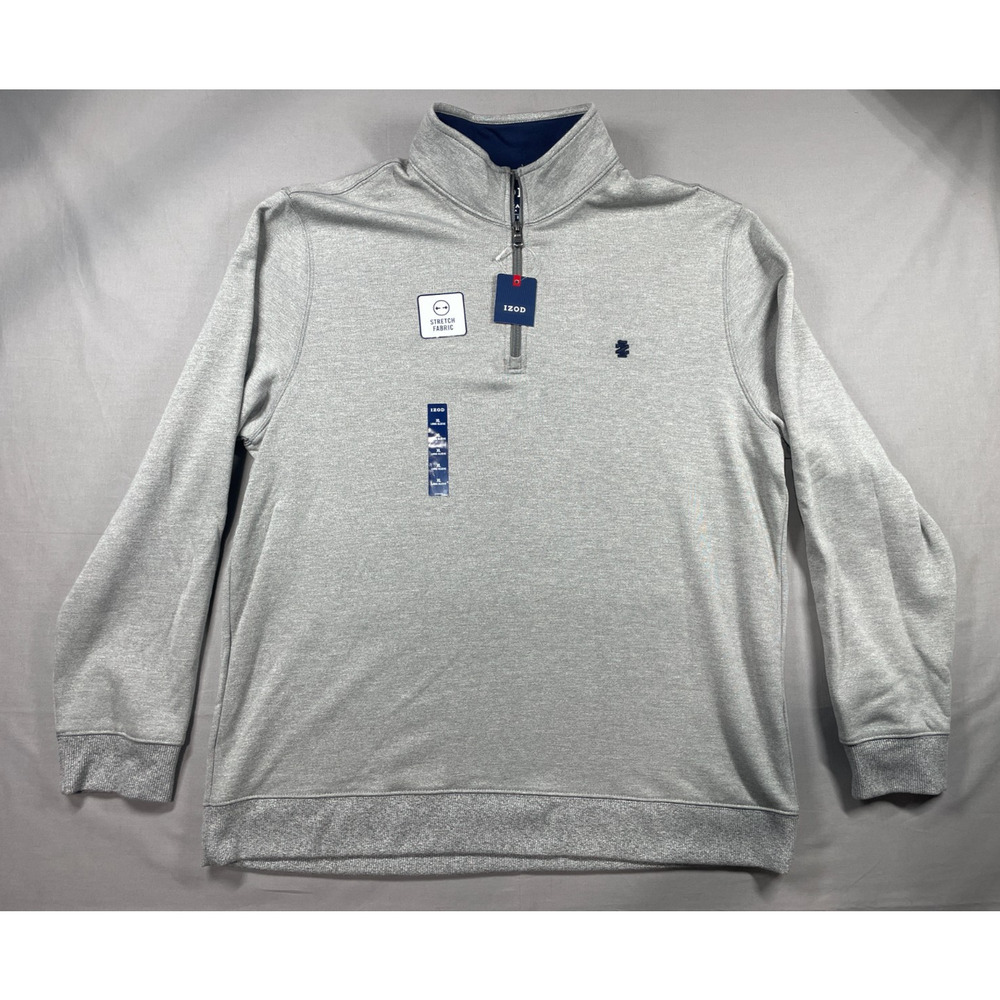 Izod Advantage Performance Men's Charcoal Grey Zip Pullover Mock Neck Sweater XL